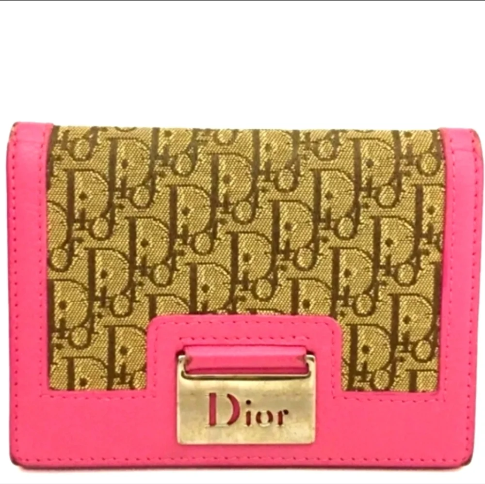 CHRISTIAN DIOR TROTTER CANVAS LEATHER BIFOLD WALLET/1A1537